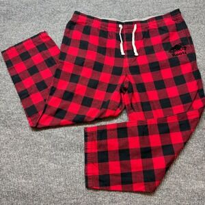 Roots Red Black Plaid Flannel Pajama Pants‎ Mens 2XL Embroidered Beaver Lounge